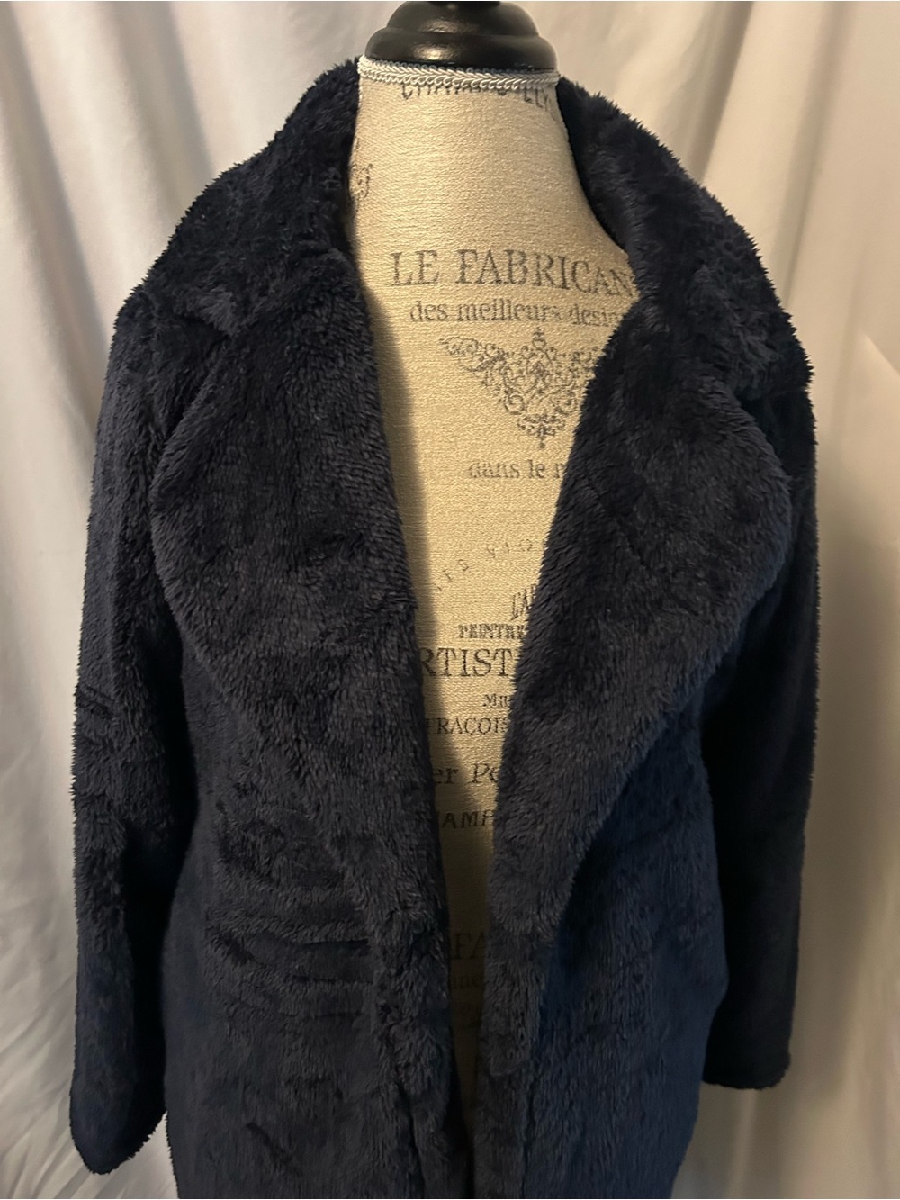 Plush Faux Fur Navy Women's Coat